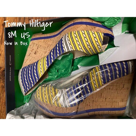 Tommy Hilfiger Women's Cork & Fabric Wedge Sandals Size 8M - New in Box - Picture 1 of 7